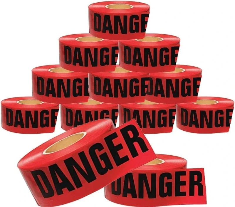 Cordova Safety Products Pro Pack Danger Barricade Tape - Set of 12 Rolls - Each Roll Measures 3" x 1000' - Red, 3"/1000'