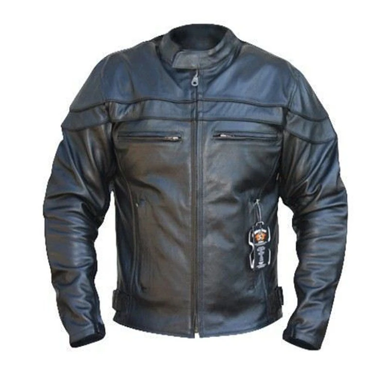 Bikers Gear Sturgis Monza Naked Cowhide Leather CE Armoured Vented Motorcycle Jacket 5XL