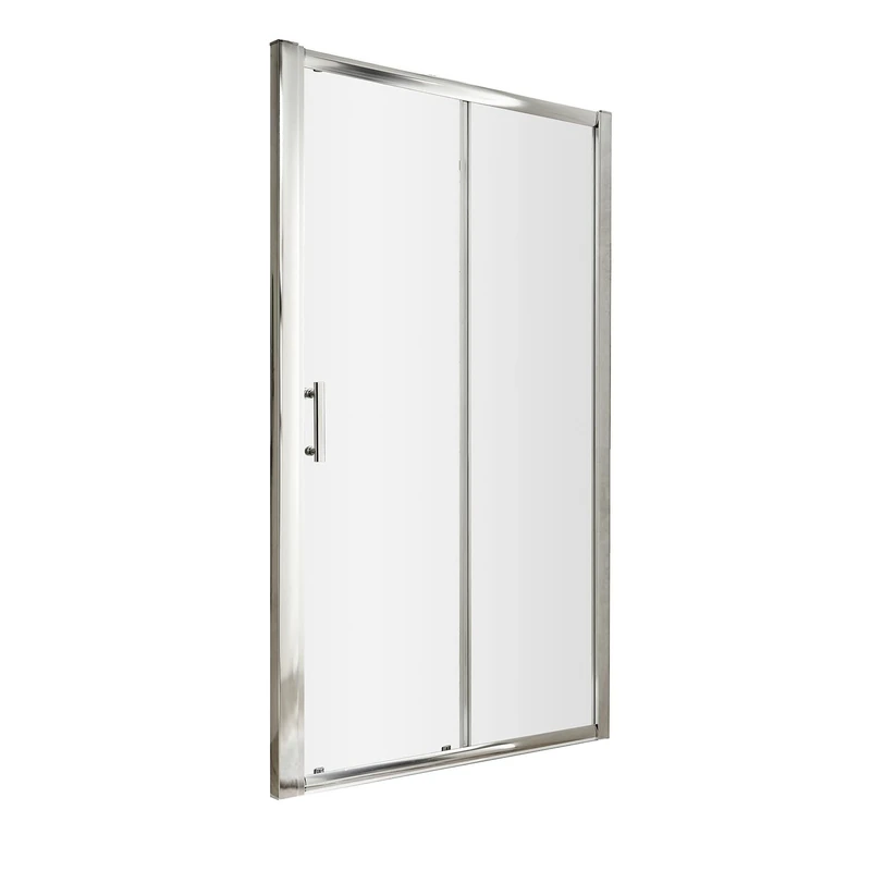 Nuie AQSL17 Pacific ǀ Modern Bathroom 6mm Safety Glass Single Sliding Door Shower Enclosure, 1700mm, Polished Chrome, Clear