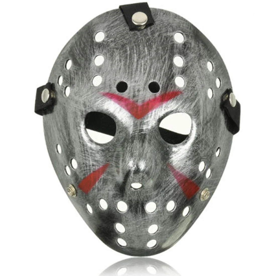 Ultra Scary Halloween Hockey Mask - Horror Costume & Adults and Kids - Halloween Parties and Events - Perfect Scary Costume Accessory - Serial Killer - Silver Coloured