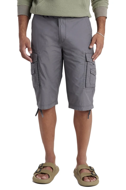 UNIONBAY Men's Cordova Belted Messenger Cargo Short-Reg and Big and Tall Sizes, Grey, 34
