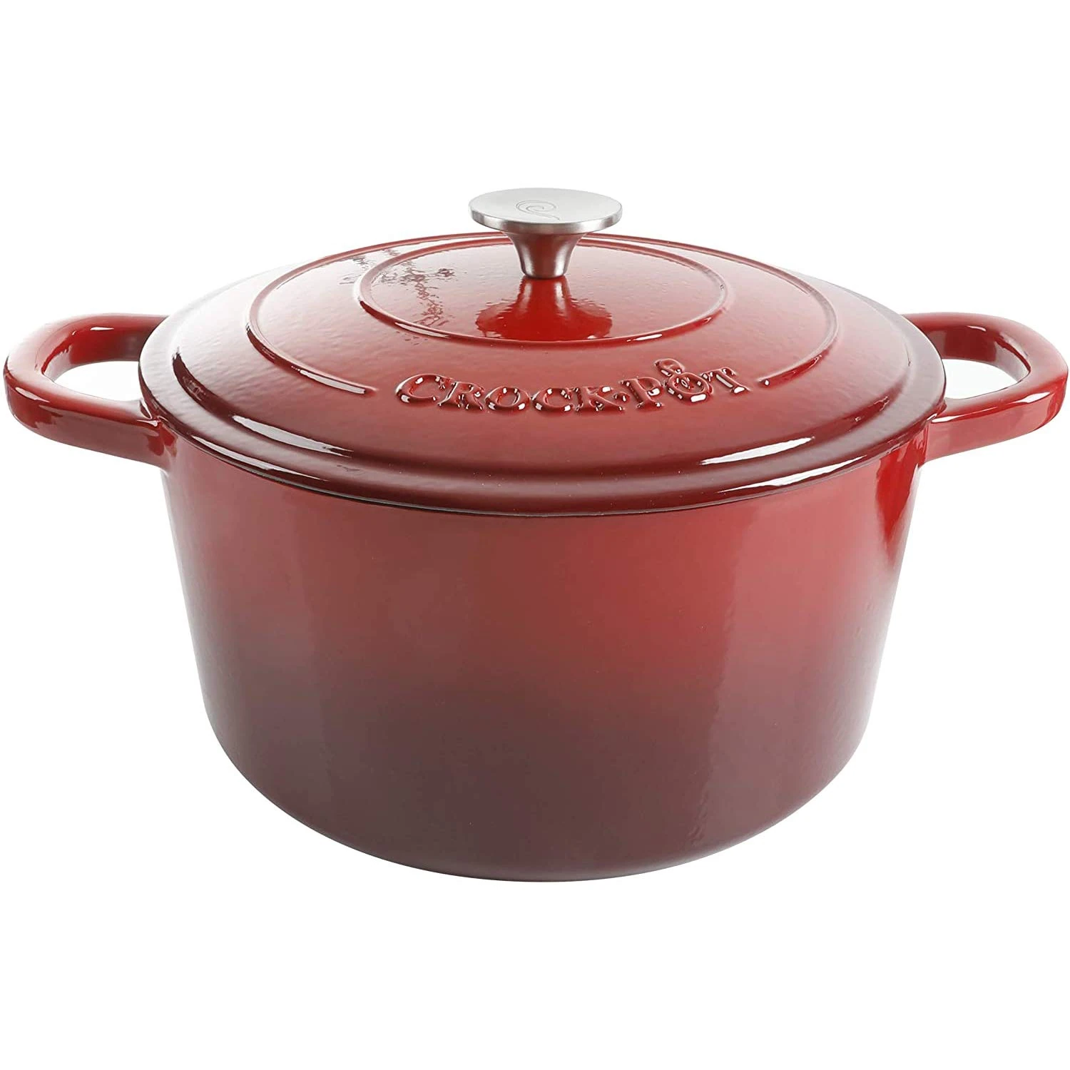 Crock Pot Artisan 5 Quart Enameled Cast Iron Round Dutch Oven, Red