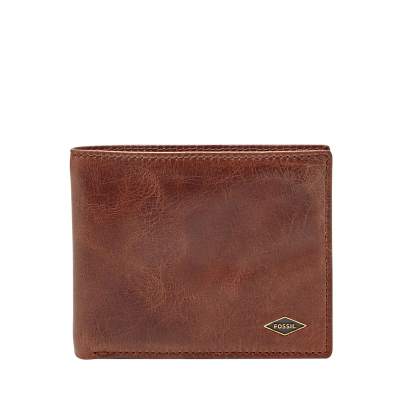 Fossil Men's Ryan RFID-Blocking Leather Bifold Wallet, Dark Brown, One size