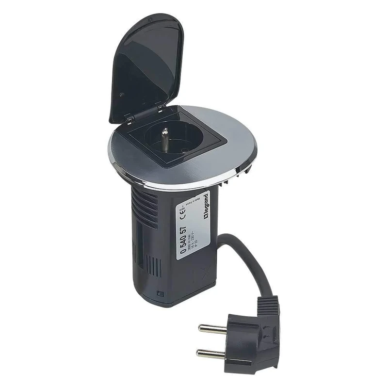 C2G 80849 Legrand 2P+E USB Charger French Standard Power Desk Grommet Socket with 2 m Cord - Black - Image 1