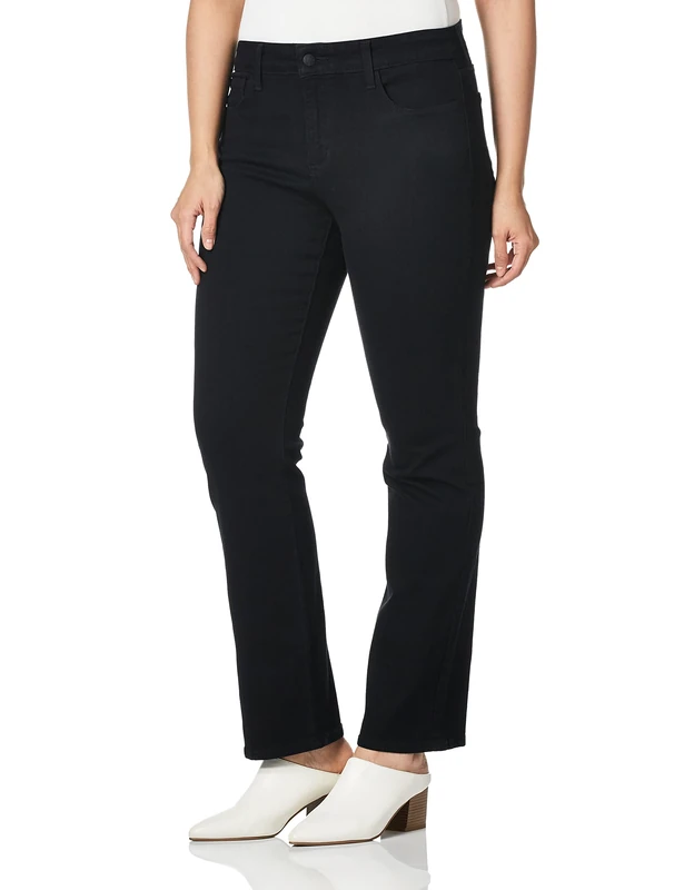 NYDJ Womens Marilyn Straight Leg Jeans in Luxury Touch Denim Jeans - Black -