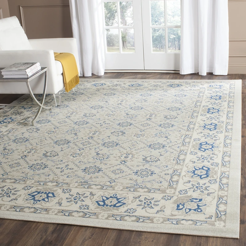 Safavieh Traditional Indoor Woven Rectangle Area Rug, Patina Collection, PTN328, in Light Blue / Ivory, 155 X 229 cm for Living Room, Bedroom or Any Indoor Space