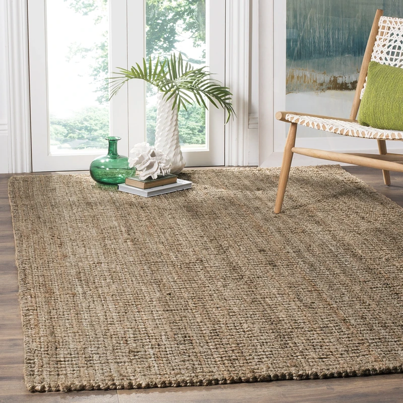 Safavieh Natural Fiber Indoor Hand Made Rectangle Area Rug, Natural Fiber Collection, NF447, in Natural / Grey, 122 X 183 cm for Living Room, Bedroom or Any Indoor Space