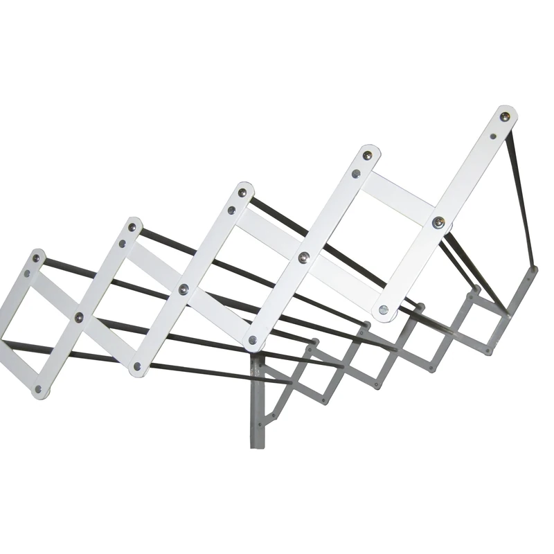 Sauvic Extendable Wall Mounted White Clothes Airer with 10 Aluminium Clothes lines 120 cm