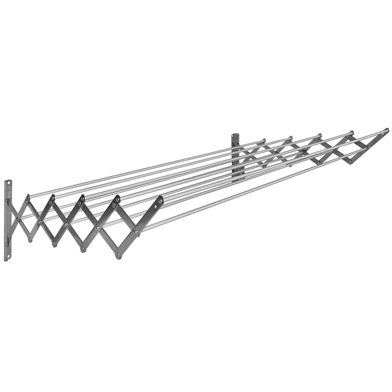 Sauvic Extendable Wall Mounted Stainless Steel Clothes Airer with 10 Aluminium Clothes lines 80 cm