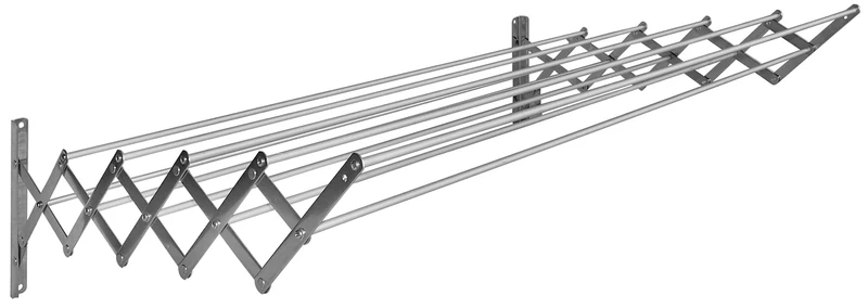 Sauvic Extendable Wall Mounted Stainless Steel Clothes Airer with 10 Aluminium Clothes lines 140 cm