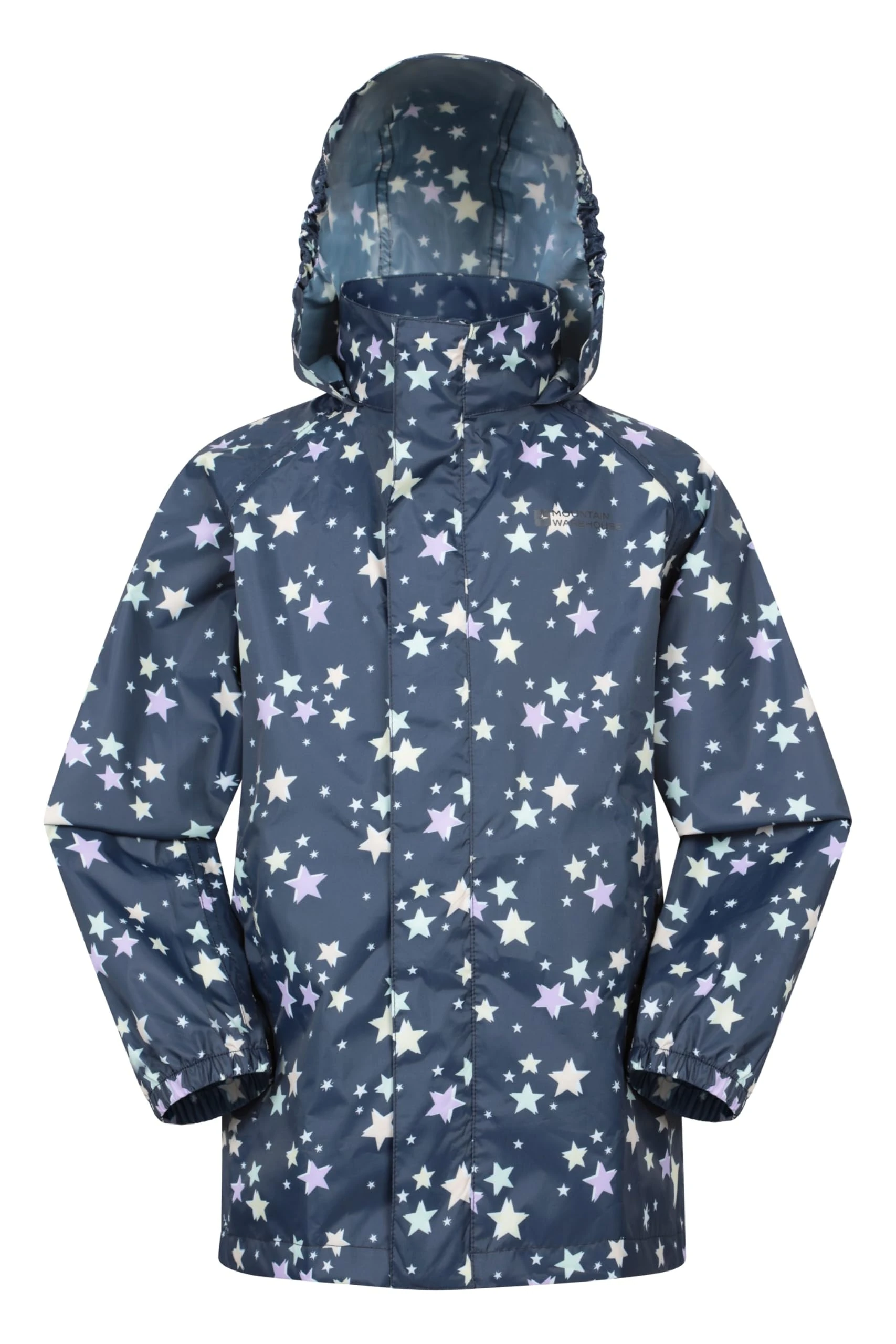 Mountain Warehouse Pakka Kids Waterproof Jacket - Wind Resistant, Lightweight,Breathable Rain Coat for Girls & Boys, Packaway Bag - For Rain, Autumn, Winter Navy Kids Size 2-3 Years