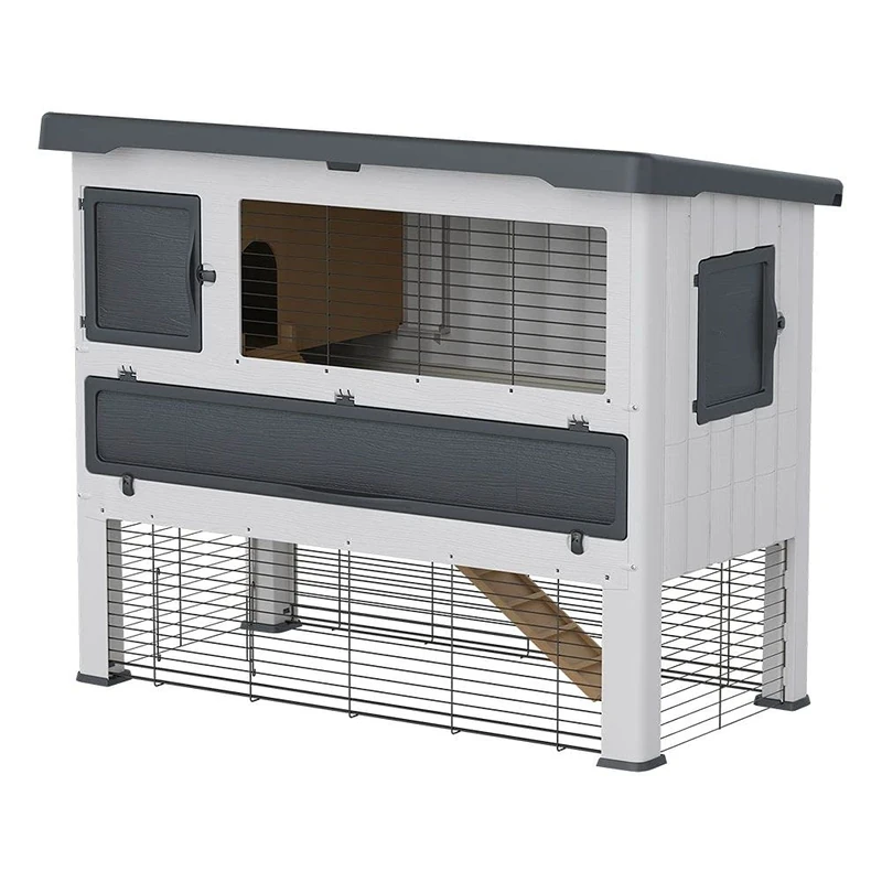 Ferplast Rabbit Hutch Two-storey Outdoor GRAND LODGE 140 with Accessories and Rabbit house, overall size 134 x 73 x 110 cm.