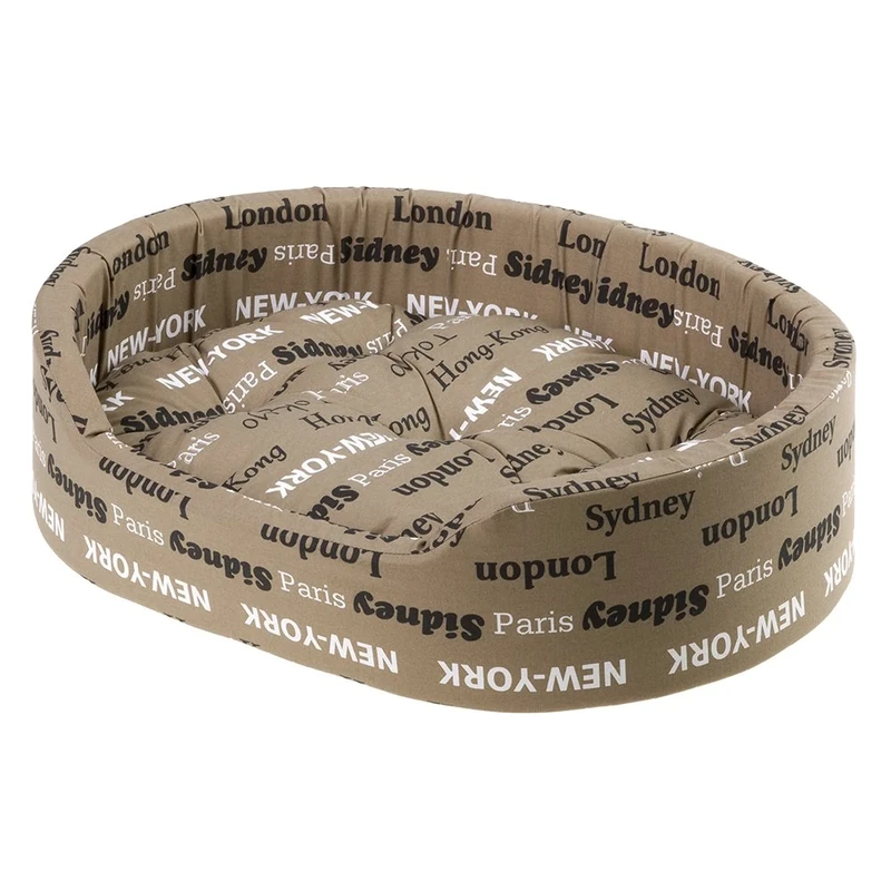 Ferplast Dog Bed Dandy, Removable, Washable Cushion, Cotton Cover with Soft Padding, also ideal as a Cat Bed, 65 x 46 xh 17 cm, Brown