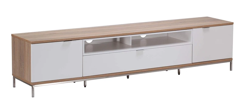 Alphason Chaplin 2000 TV Cabinet - Light Oak & White