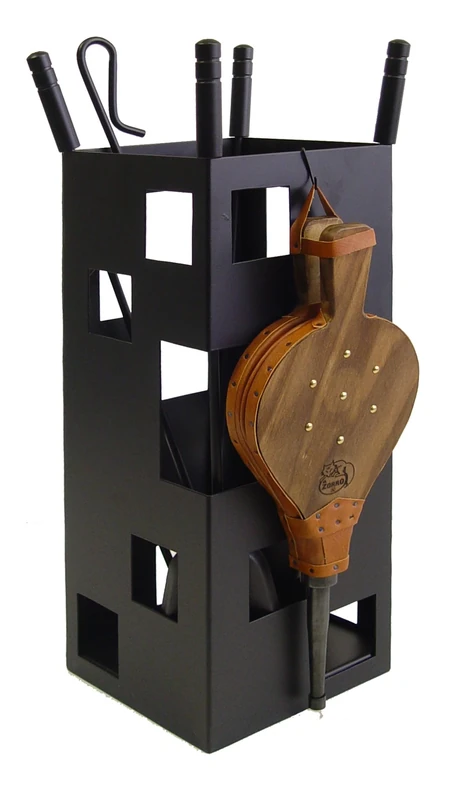 Imex El Zorro 10042 - Square Fireplace Set with Tools (Stainless Steel, 50 x 20 x 20cm), Black