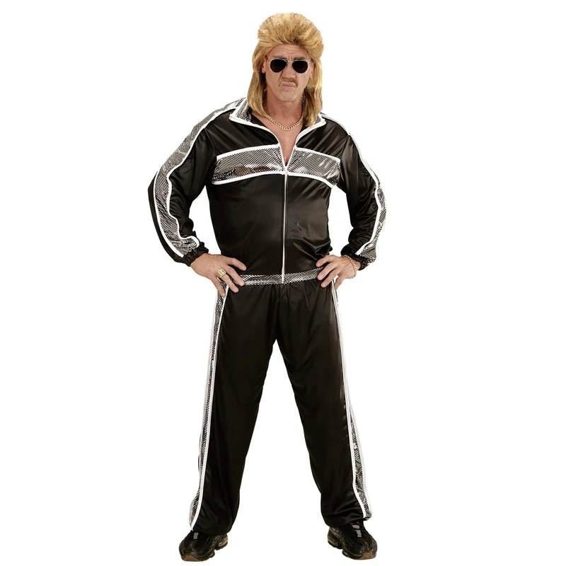 Widmann Adult Costume Tracksuit, Jacket and Pants, Black