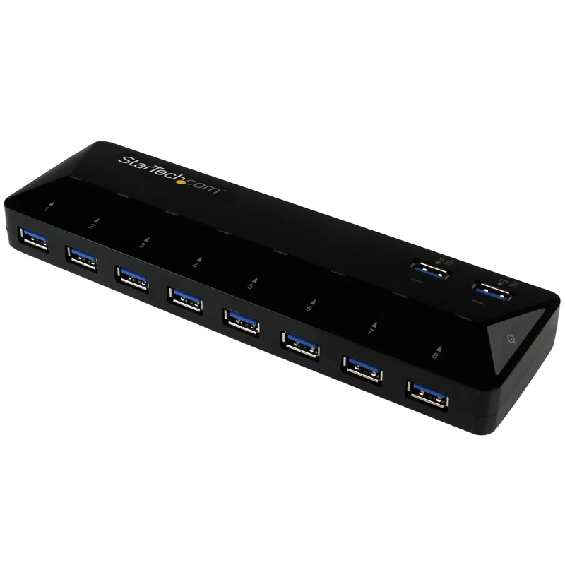 StarTech.com 10 Port USB 3.0 Hub with Charge & Sync Ports - 8 x USB-A, 2 x USB-A Fast Charge Ports - Multi Port Powered USB Hub (ST103008U2C)