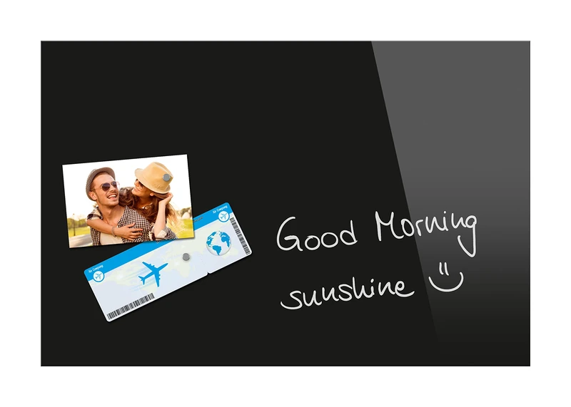 Be!Board B1201 Magnetic Glass Board / Magnetic PinBoard / WhiteBoard / Dry Wipe Board, 60 x 40 cm, Black