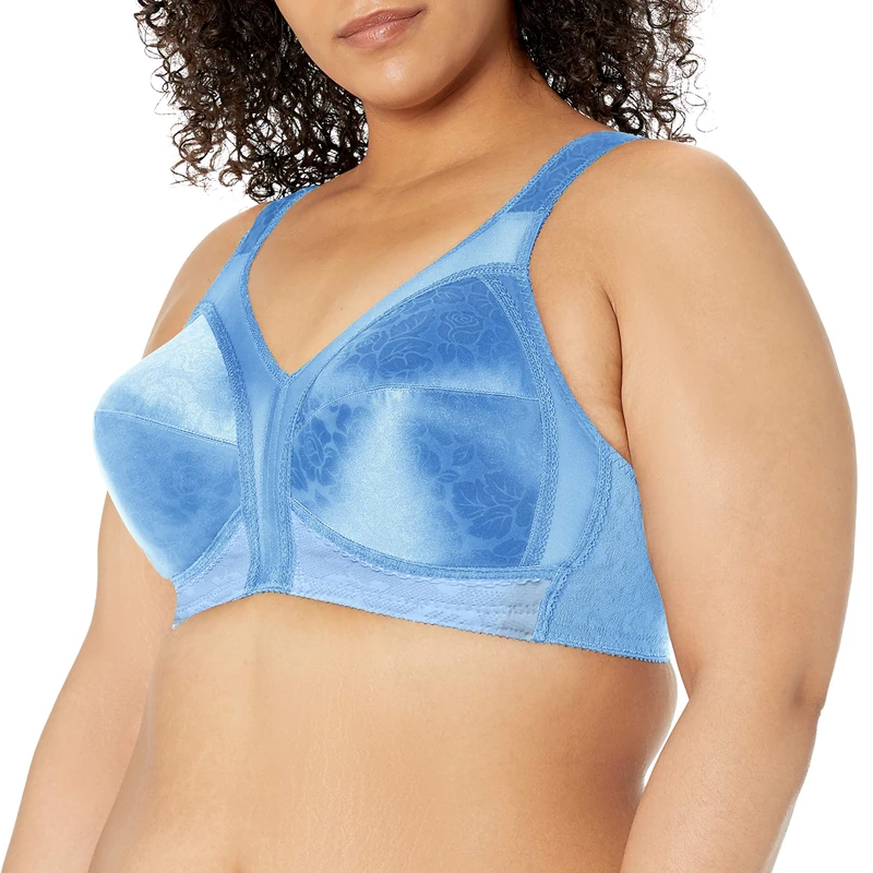 Playtex Women's 18 Hour Comfort-Strap Wireless Bra, Full-Coverage Bra with 4-Way TruSupport, Single & 2-Pack, Zen Blue, 36B
