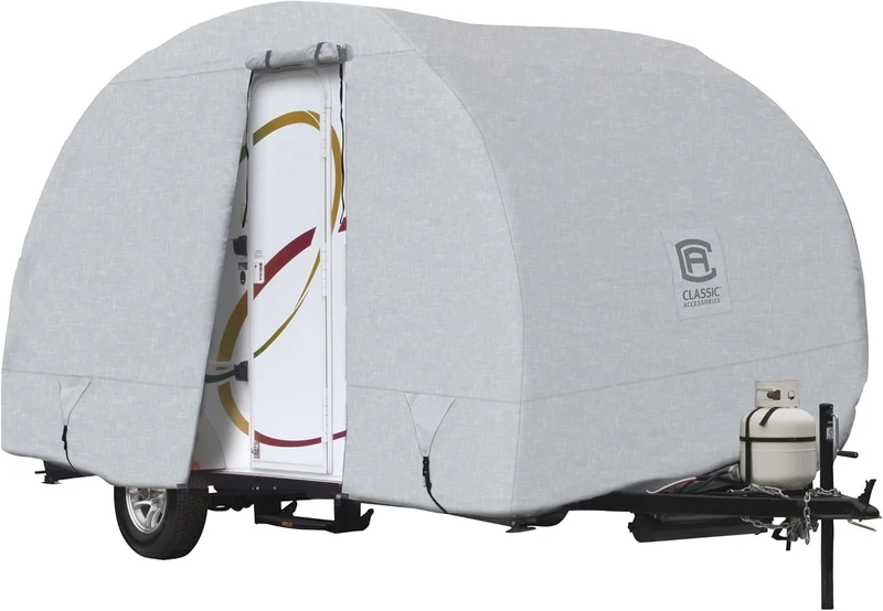Classic Accessories Over Drive PermaPRO R-Pod Cover, Fits up to 16' 2" long, Durable, Tear-Resistant, Teardrop, Travel Trailer Storage Cover, Compatible with R-Pod Trailers, Grey
