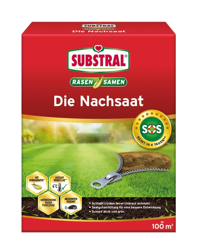 Substral Lawn Seed Repair Mix - Transparent, 2 kg for 100 m², Premium Rasenreparatur-Mischung with Turbo-Keimung, Item Form: Granule, Brand: Substral