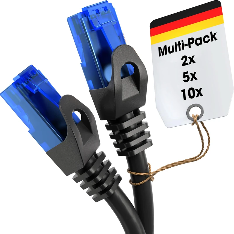 KabelDirekt – Network Cable – Transfers 5Gbps & fibre optic internet speed – Ethernet & LAN Cable – 5x 25m, Available in 0.25-30m – For Gigabit networks, routers/modems, RJ45 (black/blue)
