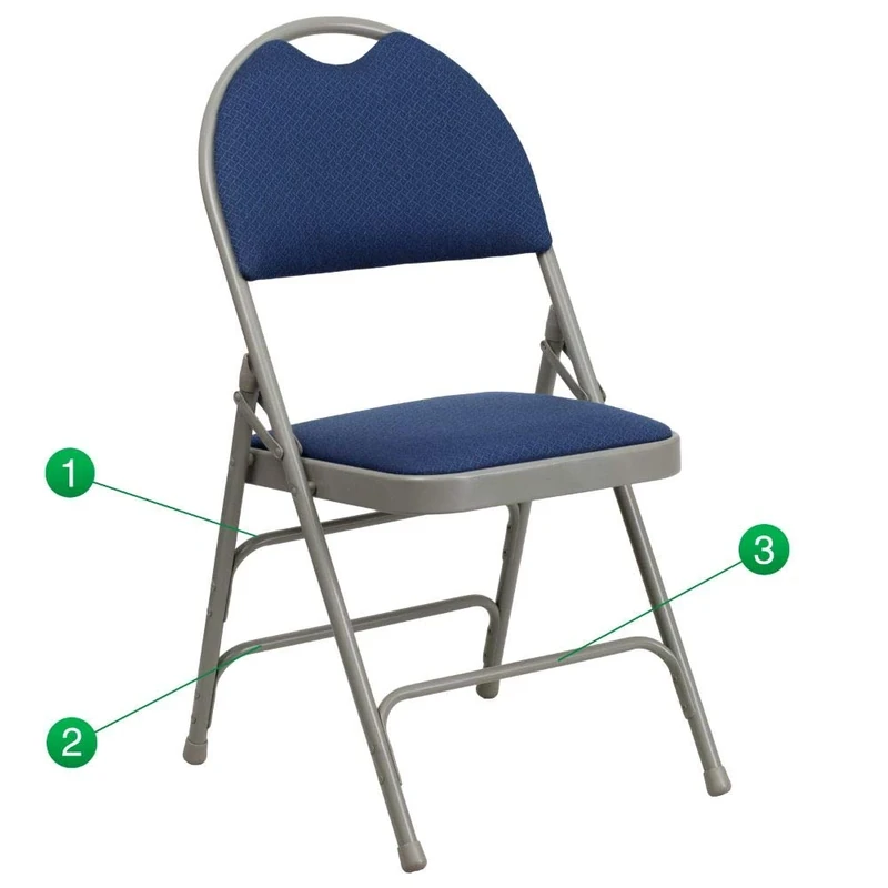 Flash Furniture 4 Pack HERCULES Series Ultra-Premium Triple Braced Navy Fabric Metal Folding Chair with Easy-Carry Handle