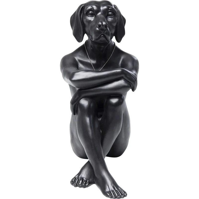 Kare Design Deco Figurine Dog Marc, Black, Animal Statue, Handmade, Decorative Decor, Room Accessories, Home Decor for Hallway, Living Room, Dining Room 33x26x17 cm (H/W/D)