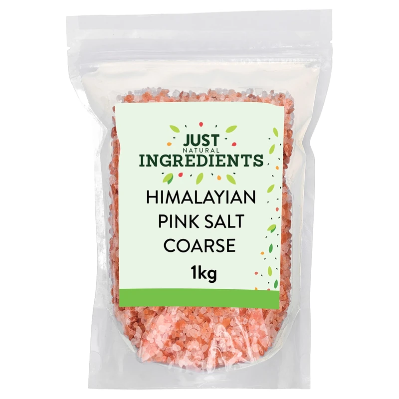 JustIngredients Premier Himalayan Salt Coarse 1kg, Pink Rock Salt for Cooking, Grinder Refill, Sea Salt, Perfect for Seasoning, Table Salt