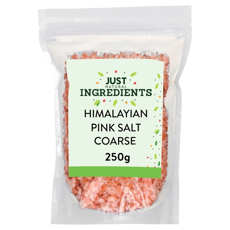 JustIngredients Premier Himalayan Salt Coarse 250g, Pink Rock Salt for Cooking, Grinder Refill, Sea Salt, Perfect for Seasoning, Table Salt