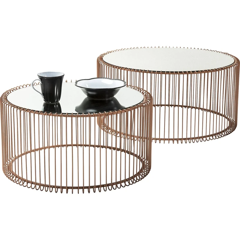 Kare Design Coffee Table Wire Copper (2/Set)