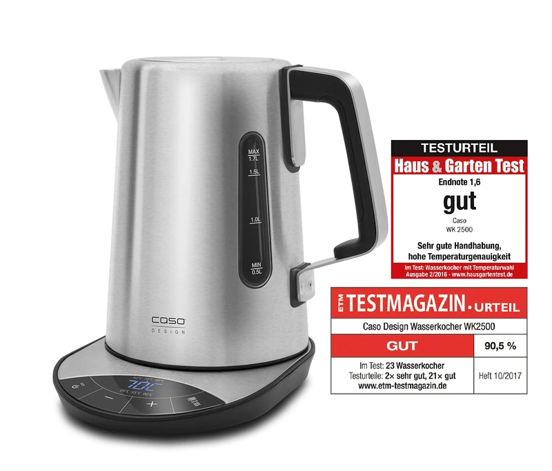 Caso WK2500 Designer Electric Kettle with Your Temperature Control, 1.7 L, 2200 W
