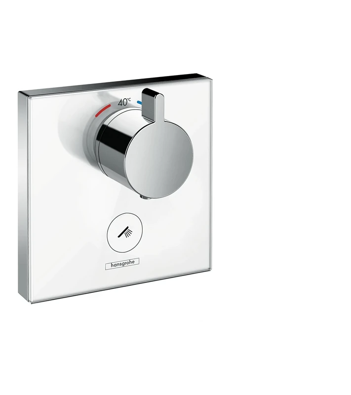 hansgrohe ShowerSelect Glass Thermostatic highflow Mixer for Multiple outlets, White/Chrome 15735400