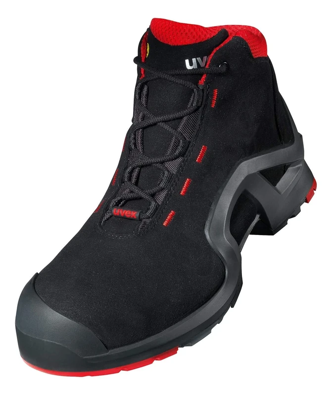 Uvex 1 X-Tended Support Work Boots - Safety Boots S3 SRC ESD - Red-Black - Size 15