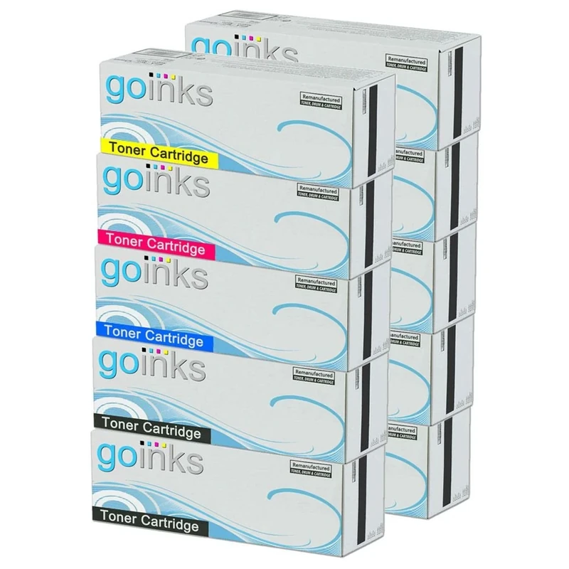 Go Inks 2 Set of 4 + Extra Black Laser Toner Cartridges to replace HP CF400X/CF401A/CF402A/CF403A (201X & 201A) Compatible/non-OEM for HP Colour Laserjet Pro Printers (10 Toners)