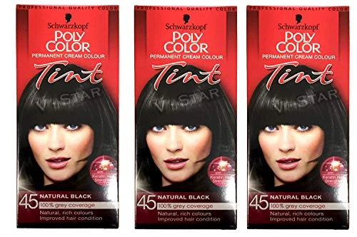 Schwarzkopf Poly Tint Colour, Natural Black Number 45 - Pack of 3 by Schwarzkopf & Henkel