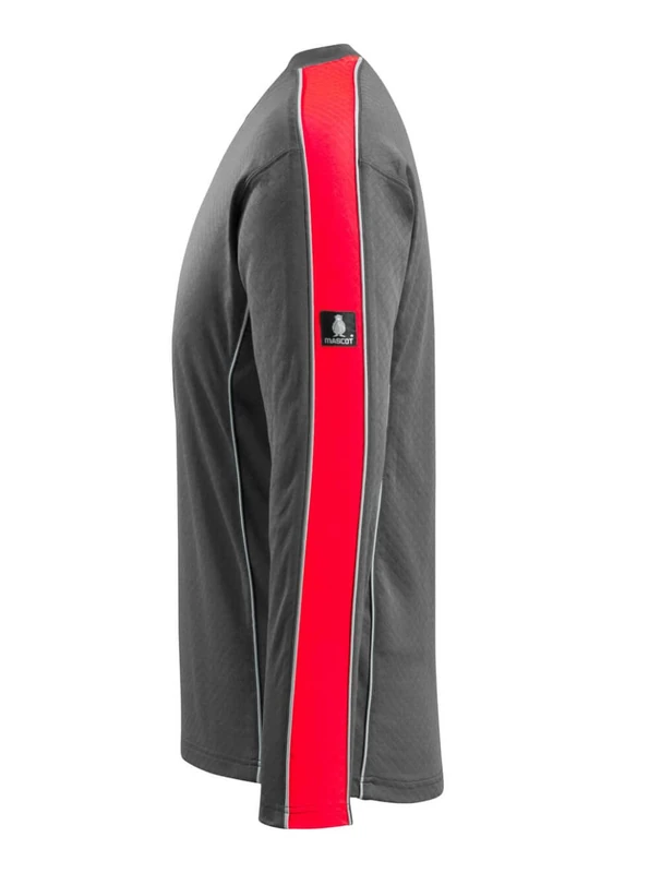 Mascot 50128-933-18222 Montilla Hardwear Hi-Vis Contrast Modern Fit Long Sleeved T-Shirt, Size M, Dark Anthracite/Hi-Vis Red