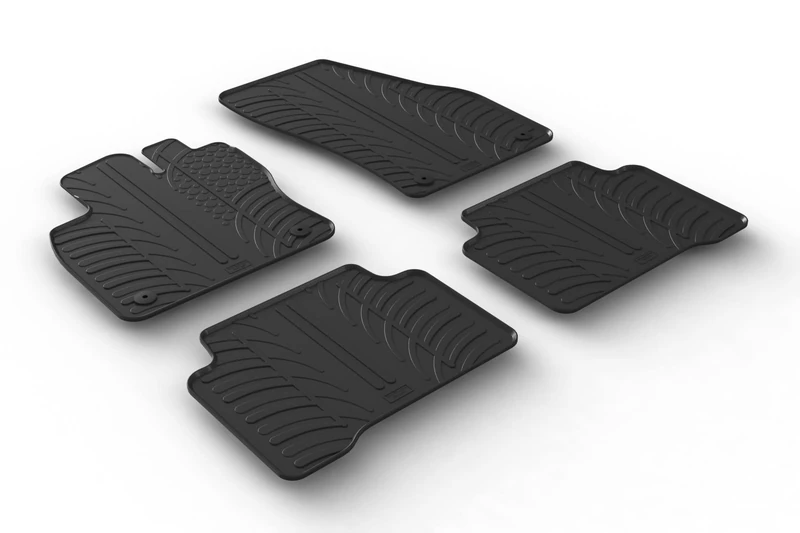 Gledring Rubber car mats set LHD compatible with Volkswagen Touran 2015- (Manual) (T profile 4-pieces + mounting clips)