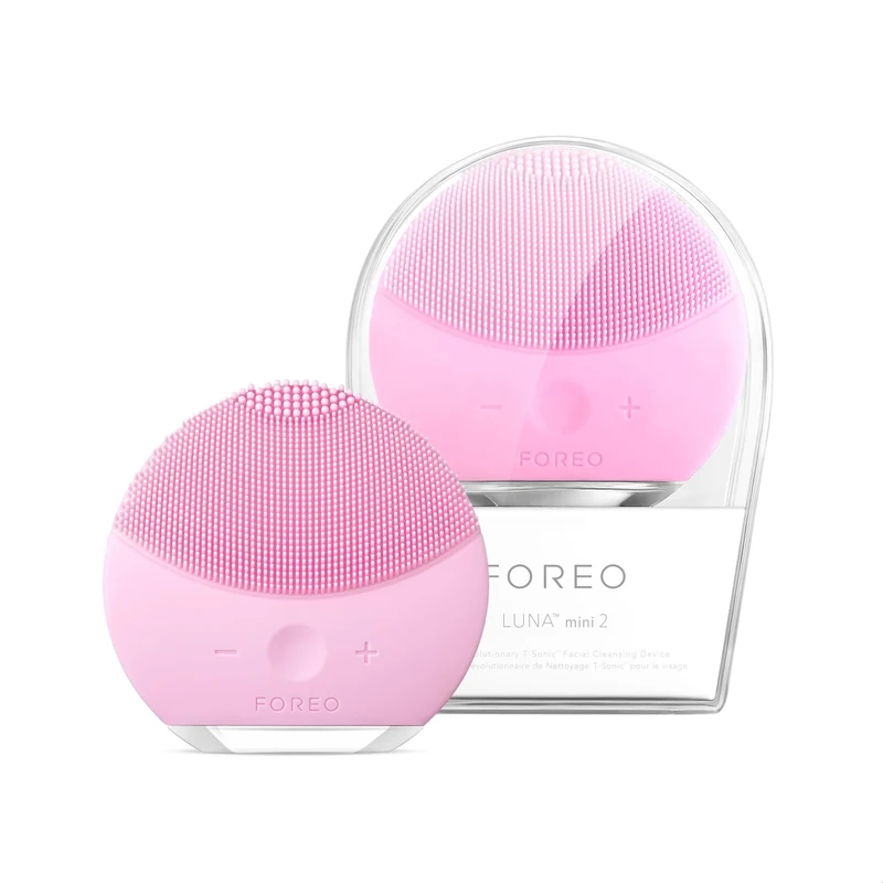 FOREO LUNA mini 2 Facial Cleansing Brush - Travel Accessories - Face Massager Electric - All Skin Types Ultra-hygienic Skincare - Simple Face Wash - Silicone Electric Face Cleanser - Pearl Pink