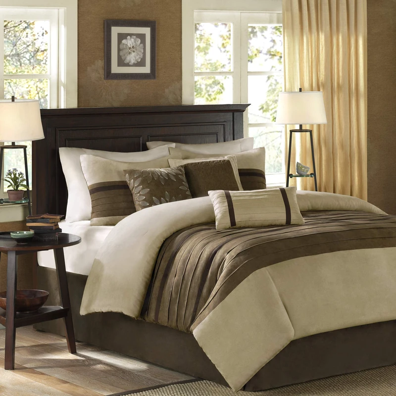 Madison Park All Season Down Alternative Bedding, Matching Shams, Decorative Pillow, Polyester, Natural, Full
