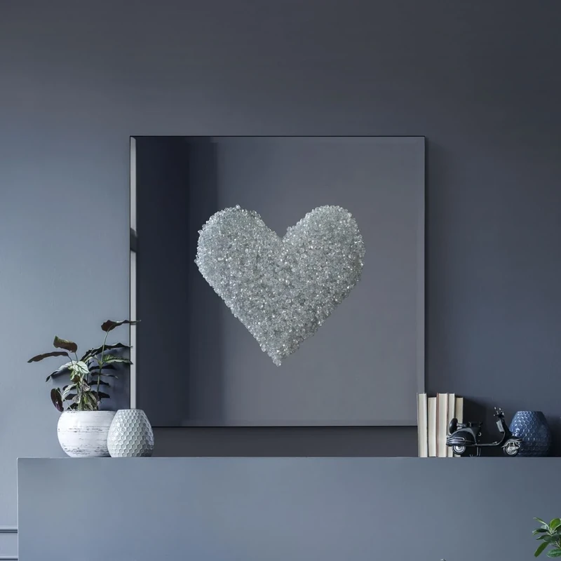 Large Silver Heart Cluster Mirror