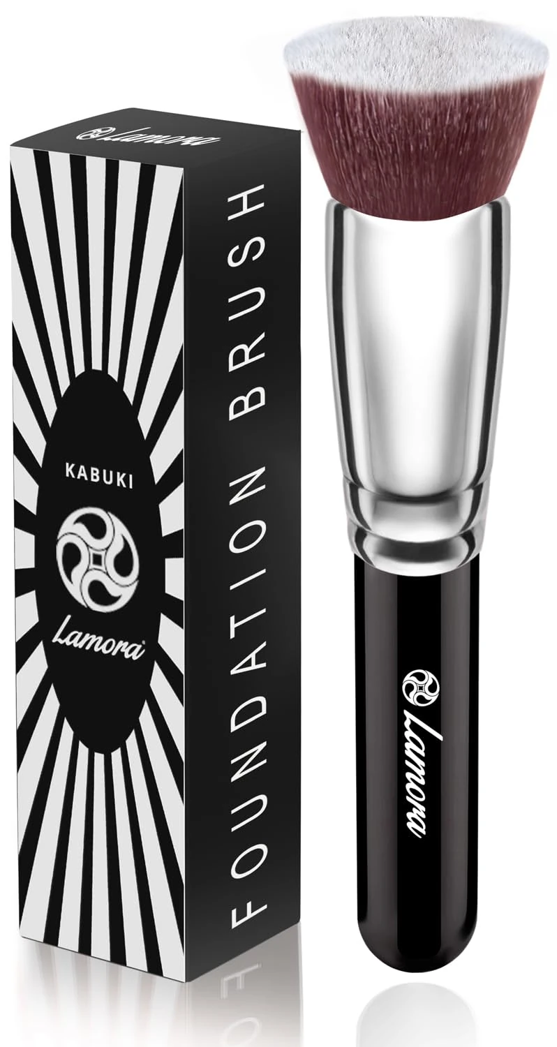 Foundation Brush Kabuki Flat Top - Perfect For Blending Liquid Make Up, Cream or Flawless Powder Cosmetics - Buffing, Stippling, Concealer - Premium Quality Synthetic Dense Bristles