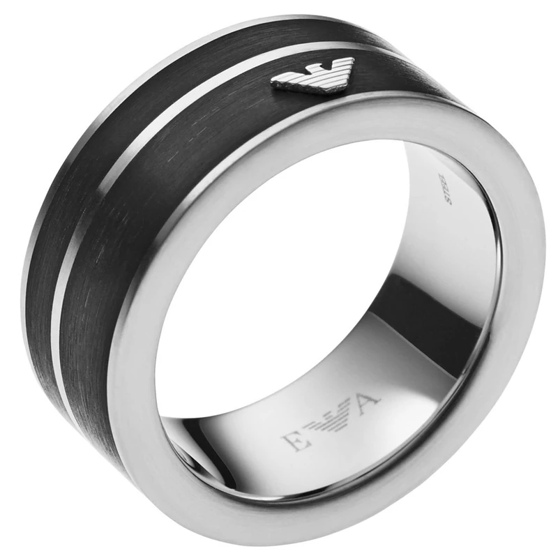 Emporio Armani Ring for Men , 9/10/11/11.5mm Silver Stainless Steel Ring, EGS2032040