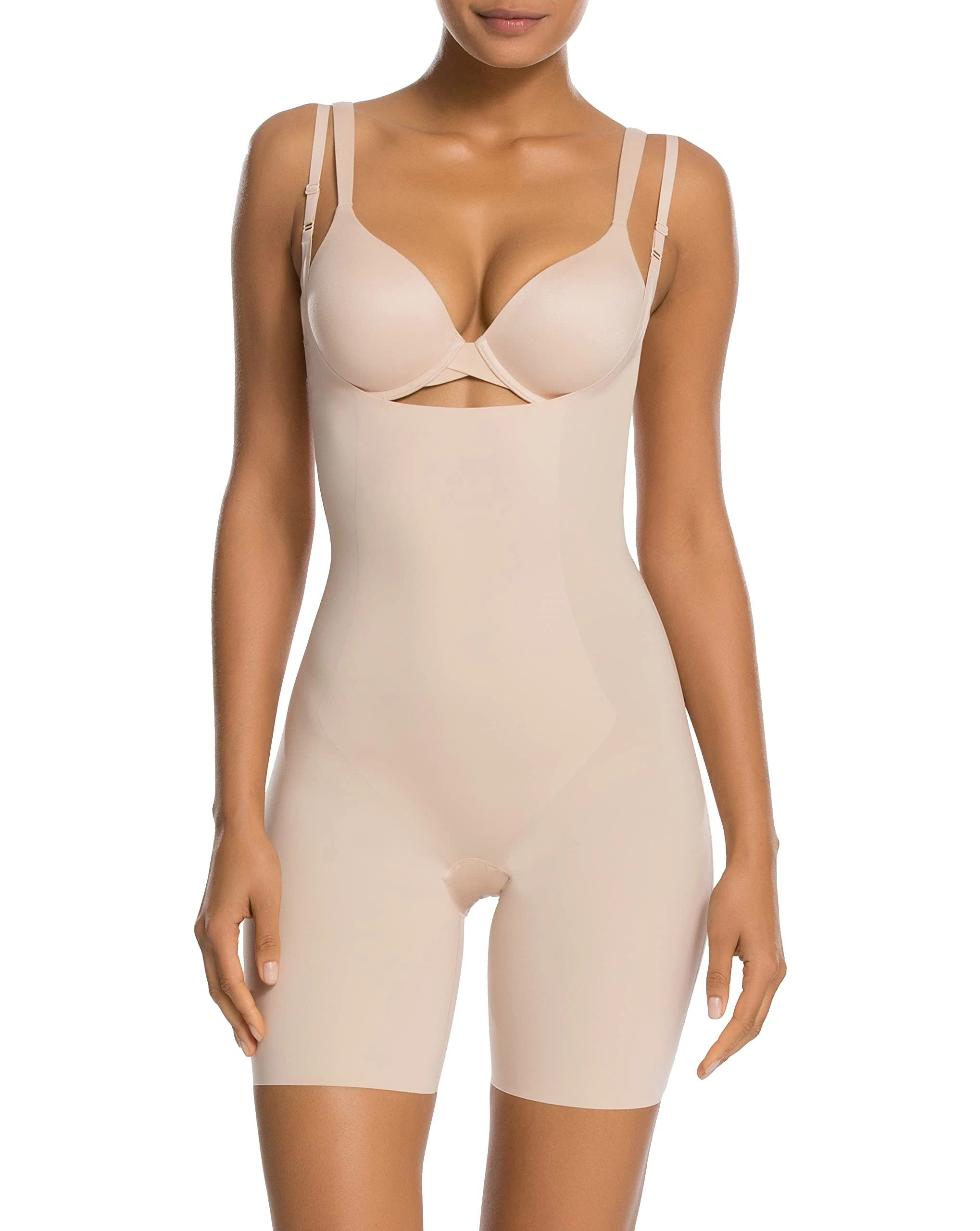 Spanx Women's Thinstincts Targeted Open-Busthapesuit Bodysuit, Beige (Soft Nude 0), 12 UK/L