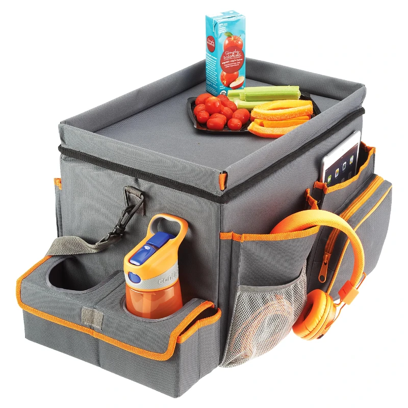 High Road CarHop Car Seat Organizer for Kids and Adults with Cup Holder Tray, Side Pockets and Cooler Compartment (Large, Gray) - Image 1