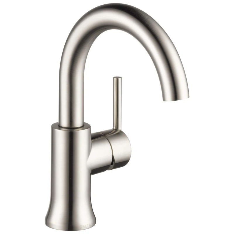 Delta Faucet Trinsic Single Hole Bathroom Faucet Brushed Nickel, Single Handle Bathroom Faucet, Diamond Seal Technology, Drain Assembly, Stainless 559HA-SS-DST