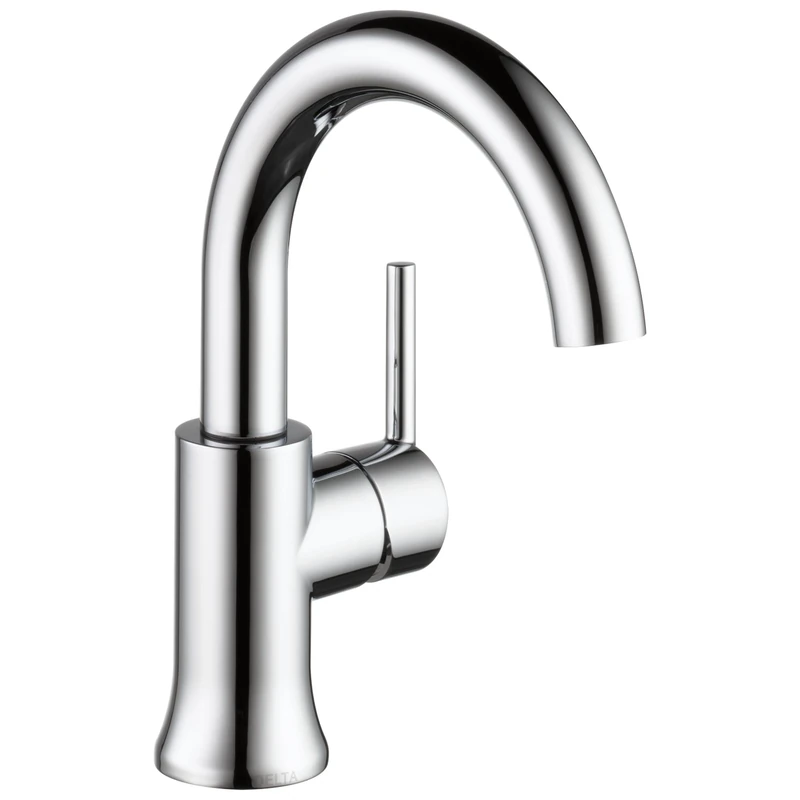 Delta Faucet Trinsic Single Hole Bathroom Faucet, Single Handle Bathroom Faucet Chrome, Bathroom Sink Faucet, Diamond Seal Technology, Drain Assembly, Chrome 559HA-DST