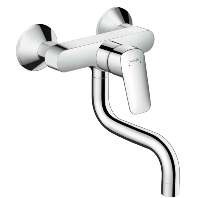 Hansgrohe 71836000 Logis Single Lever Kitchen Tap for Wall-Mounted Sinks - Chrome (10-Piece)