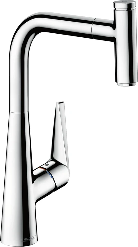 hansgrohe Talis Select S kitchen tap 300 with pull out spray, 150° swivel range and start/stop push button, chrome 72821000