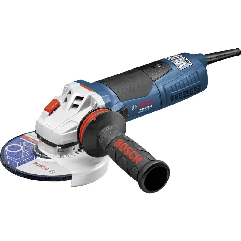 Bosch Professional GWS 19-150 CI angle grinder (incl. dust protection filter, mounting flange, clamping nut, protective guard, two-hole spanner, auxiliary handle)